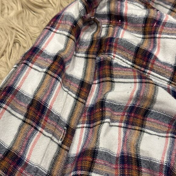 Cloth and stone metallic plaid button down blouse large - Picture 3 of 8